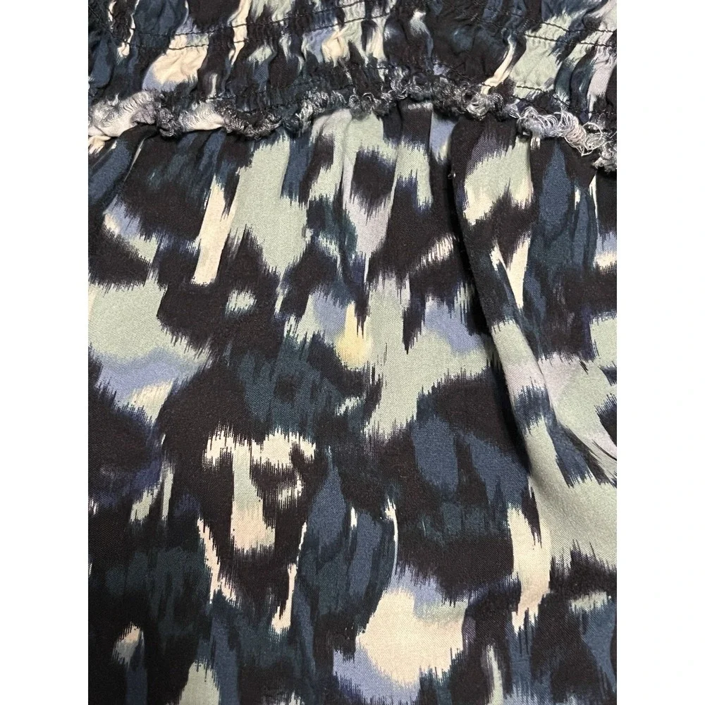 BeachLunchLounge Top‎ Boho Blue Floral Cotton Tiered Talia Tunic Large V Neck - Picture 8 of 9